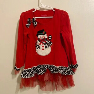 Nannette Christmas top, girls size 6, snowman